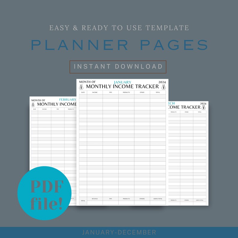 Monthly Income Tracker Printable - Etsy