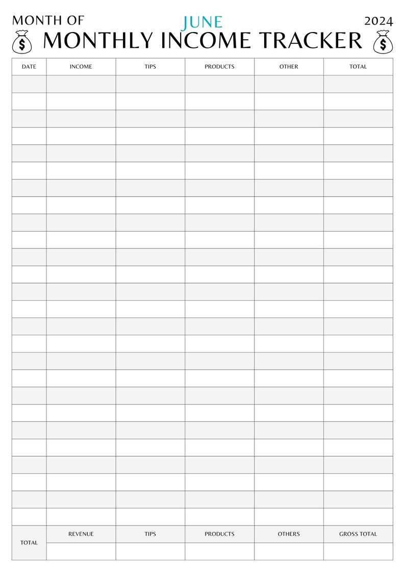 Monthly Tracker Printable Etsy