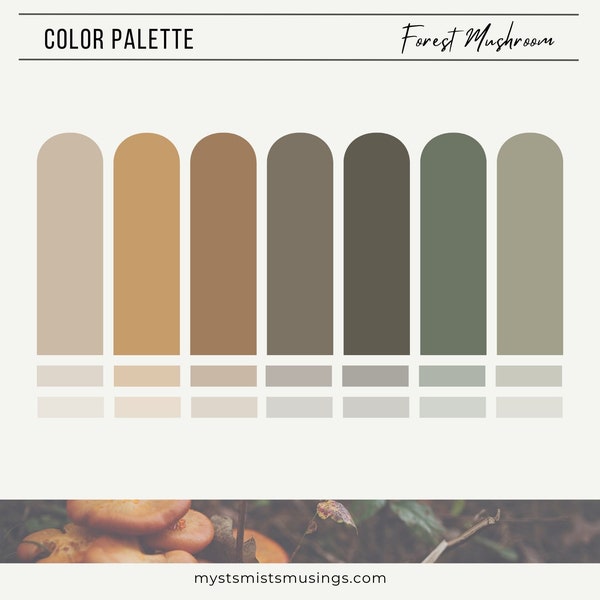 Color Palette | Forest Mushroom | Hex Codes | Branding | Web Design | Wedding Colors | Instagram Highlight Covers | Dark Academia | Brown