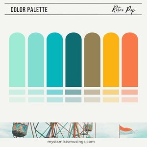 Color Palette | Retro Pop | Hex Codes | Branding | Web Design | Wedding Colors | Instagram Highlight Covers | Teal | Aqua | Yellow | Orange