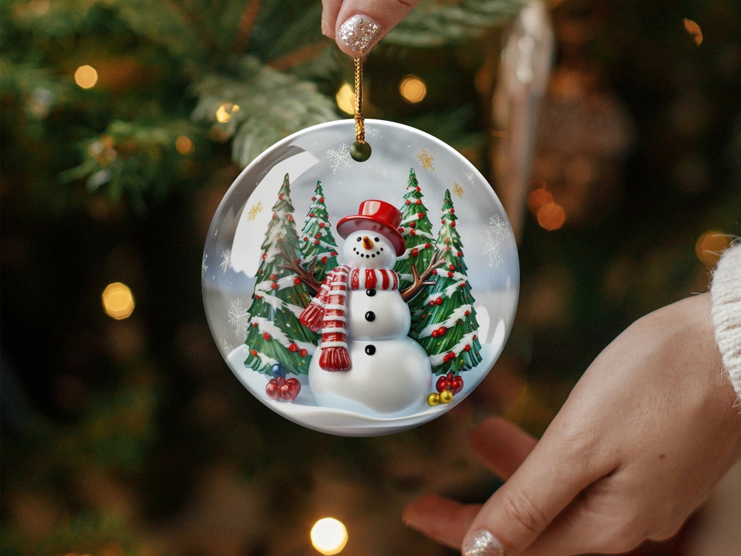 3D Snow Globe Effect Christmas Snowman Ornament, Christmas Decoration
