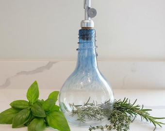 Hand Blown Glass Oil Drizzler – Bluestone | Artisan Olive Oil Bottle with Weighted Pour Spout