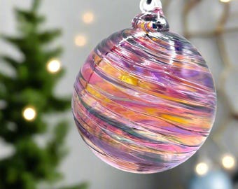 Sunset Spiral Twist Blown Glass Ornament