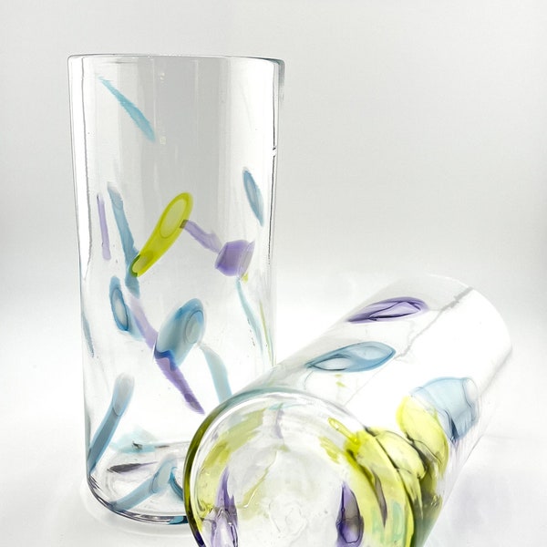 Super Sassy Set of Two High Ball Hand Blown Glasses