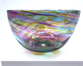 Rainbow Twist Hand Blown Glass Serving Bowl – Made in Rhode Island