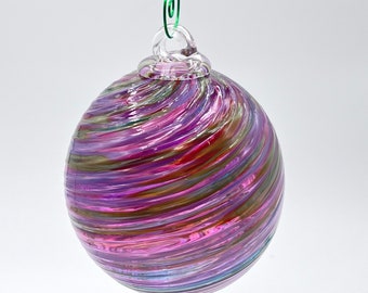 Purpy Spiral Twist Blown Glass Ornament