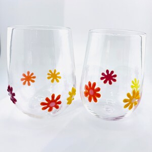 Flower Power Stemless Wine Glasses – Hand Blown in Rhode Island