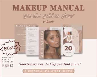 Manual de maquillaje, libro electrónico, técnicas profesionales, tutoriales paso a paso, guía de glamour asequible (descarga instantánea), formación de maquillaje, maquillaje brillante