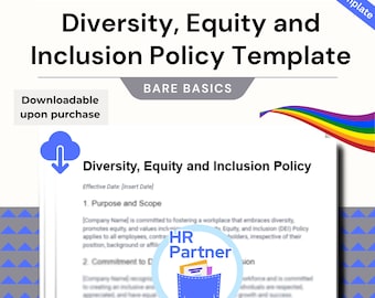 Human Resources Templates | Diversity, Equity and Inclusion Policy Template | DEI Policy Template | Business Template