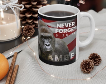 11oz HARAMBE COFFEE MUG tea cup flagon tankard seidel beaker stein pot dirt mud java brew cuppa go juice jitter juice morning jolt unleaded