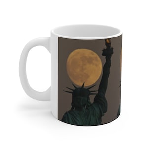 Tasse en céramique blanche, tasse à thé LADY LIBERTY MUG 11 oz flacon chope seidel bécher chope saleté boue java infusion tasse de jus gigue de jus