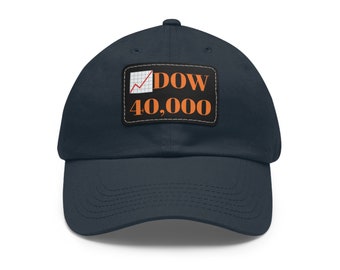 Dad Hat with Leather Patch (Rectangle) DOW 40000 HAT traders head covering cap beanie boater bowler cloche bonnet sun trilby sombrero shako