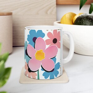 Keramisk mugg 340 ml blommigt tryck muggar tekopp kanna sejdel bägare stein kanna dirt mud java brew kopp te juice jitter juice morgon jo