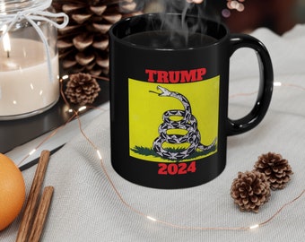 Black Mug (11oz) TRUMP 24 MUG tea cup flagon tankard seidel beaker stein pot dirt mud java brew cuppa go juice jitter juice morning jolt