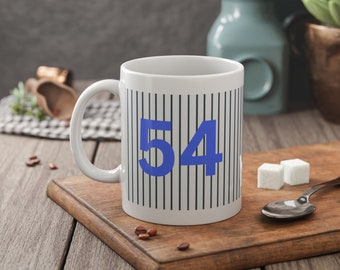 White Ceramic Mug, 11oz NUMBERED COFFEE MUG tea cup flagon tankard seidel beaker stein pot dirt mud java brew cuppa go juice jitter juice