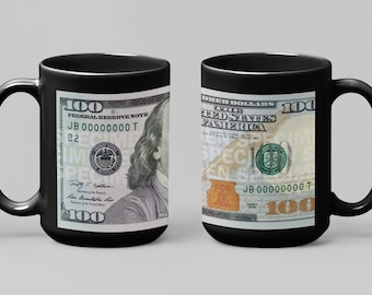 Black Mug, 15oz DOLLAR CURRENCY MUG
