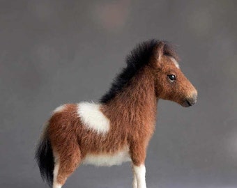 Miniature pony from wool in needle felting technique, handmade, OOAK