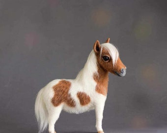 Miniature pony from wool in needle felting technique, handmade, OOAK