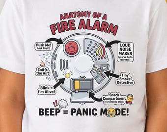 Anatomy of Fire Alarm Youth T-Shirt |  Houmor Smoke Detector Diagram Tee | Autistic ADHD Gift