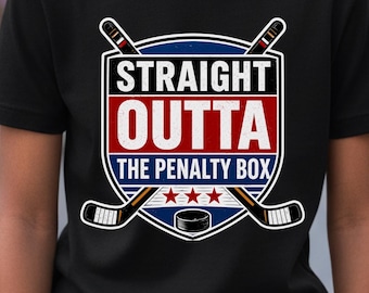 ペナルティボックスから出てきたばかりのユースTシャツ｜ホッケーバッジ、ホッケースティック