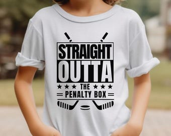 Hockey-T-shirt jeugd - grappig shirt voor kinderen, ijshockey-T-shirt, hockeycadeau jeugd, sportcadeau voor jongens en meisjes