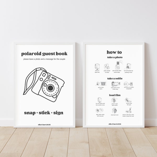 Polaroid Guest Book Sign, Instax Guest Book, Instax Mini 12, How To Load New Film Camera Instructions Sign, How To Take A Photo, Download