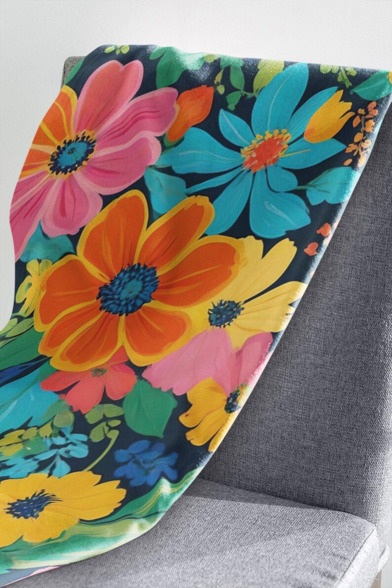 Vintage Floral Velveteen Microfiber Blanket | Cozy Home Decor, Gift for Her, Wedding Present, Floral Throw, Soft Blanket