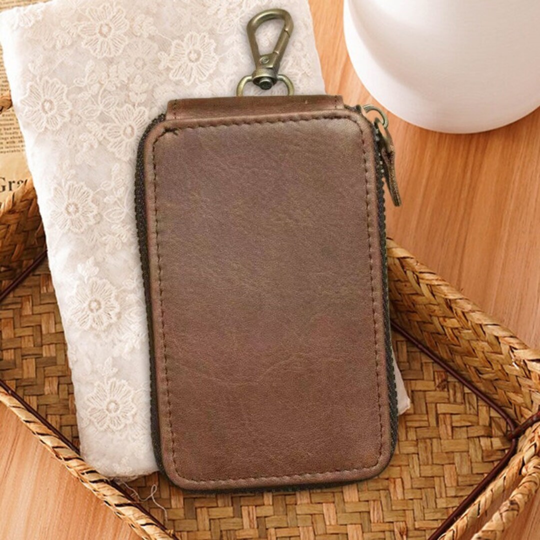 Leather Small Coin Purse Leather Double Zipper Key Case Etsy