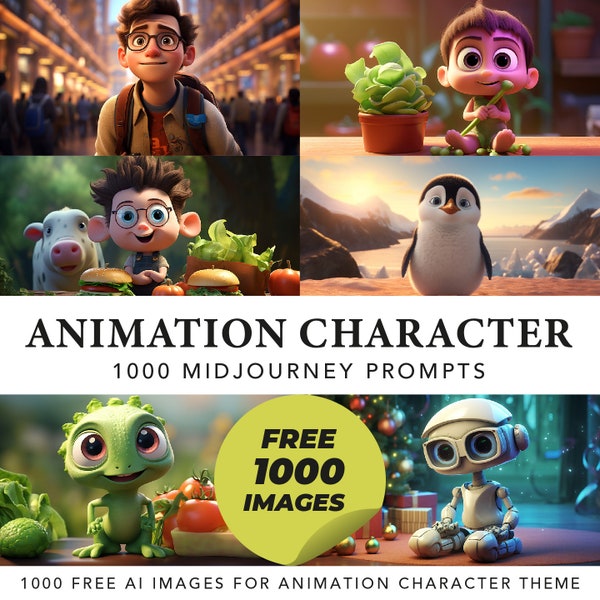 1000 Animation Character AI Prompts & 1000 Bonus Images