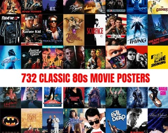 732 Classic 80s Movie Posters | 1980s Cinema Icons | Vintage Film Art Bundle | Retro Wall Decor | Movie Collection | Digital Delivery (JPG)