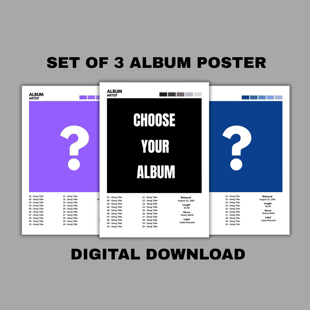 Custom Music Album Posters | Set of 3 High-resolution Digital Files ...