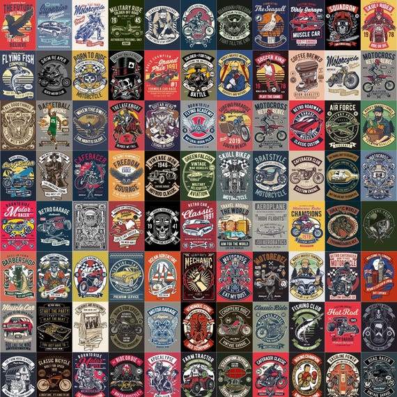 200 Retro & Vintage T-Shirt Designs | PNG Bundle | Digital Delivery
