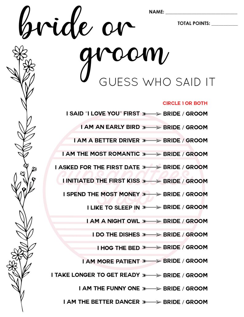 Wedding Shower Trivia Games,bachelorette Games,bridal Shower Games ...