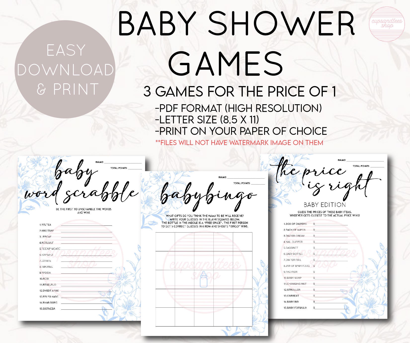 Baby Shower Game Bundle Minimalist Baby Shower Games Modern Baby 