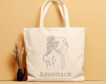 Alhamdulillah Tote Bag, Ramadan Tote Bag, Ramadan gifts, Reusable Tote, Masjid Bag, Muslim Quote Tote Bag, Islamic Tote, Muslim Girl Gift.