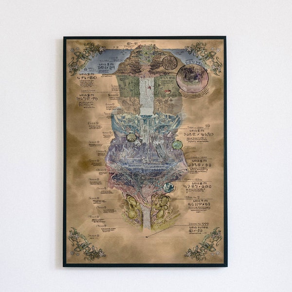PNG Made in Abyss - Made in Abyss Map, Map of Middle Earth, Made in Abyss Poster, Christmas Gifts, The Hobbit, Fantasy Map, Instant Download