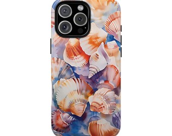 Funda para teléfono con conchas de acuarela para iPhone, Samsung, Pixel