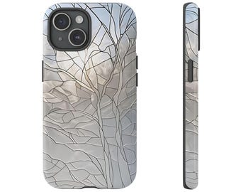 Funda para teléfono con vidrieras blancas para iPhone, Samsung y Pixel