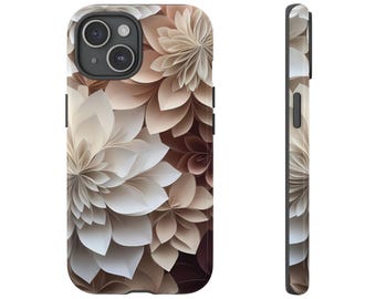 Funda para teléfono con flores en capas para iPhone, Samsung y Pixel