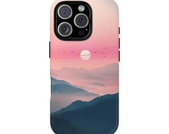 Funda para teléfono con puesta de sol rosa para iPhone, Samsung, Pixel