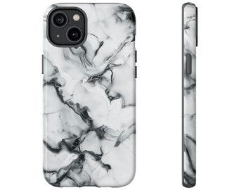 Funda de teléfono de mármol blanco y negro para iPhone, Samsung, Pixel