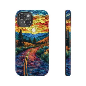 Mountain Road Stained Glass Phone Case l iPhone, Samsung, Pixel