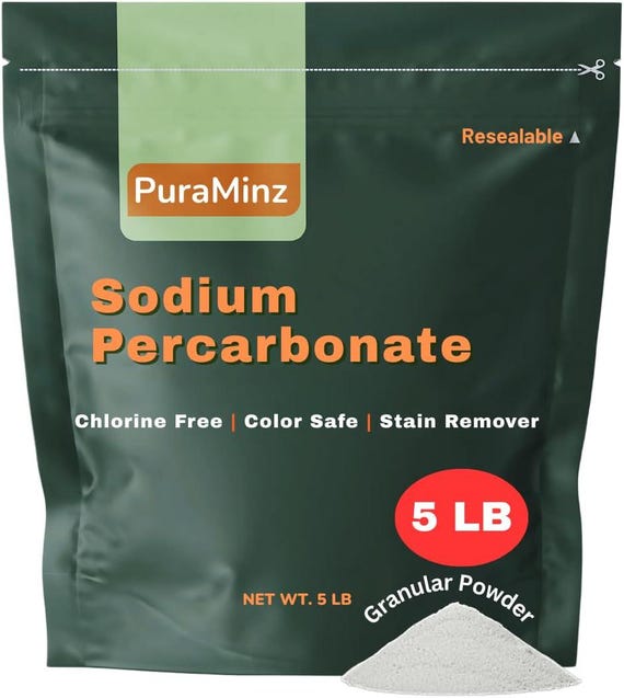 Pure Sodium Percarbonate - Powerful Multi-Purpose Cleaner, Stain Remover, Oxygen Bleach | Solid Hydrogen Peroxide in Resealable Packaging.