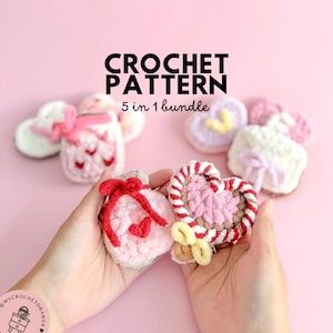 PDF VALENTIJNSHAAK Koekjespatroon | Knuffels liefde op de eerste hap – opties voor niet-naaien en weinig naaien | 5-in-1 amigurumibundel | Digitale download