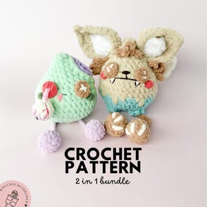PDF HALLOWEEN Häkelanleitung | Zombie Werwolf Droplet Plüschtiere | 2-in-1-Amigurumi-Bundle | Nähen Digitaler Download | Gruseliges Dekor