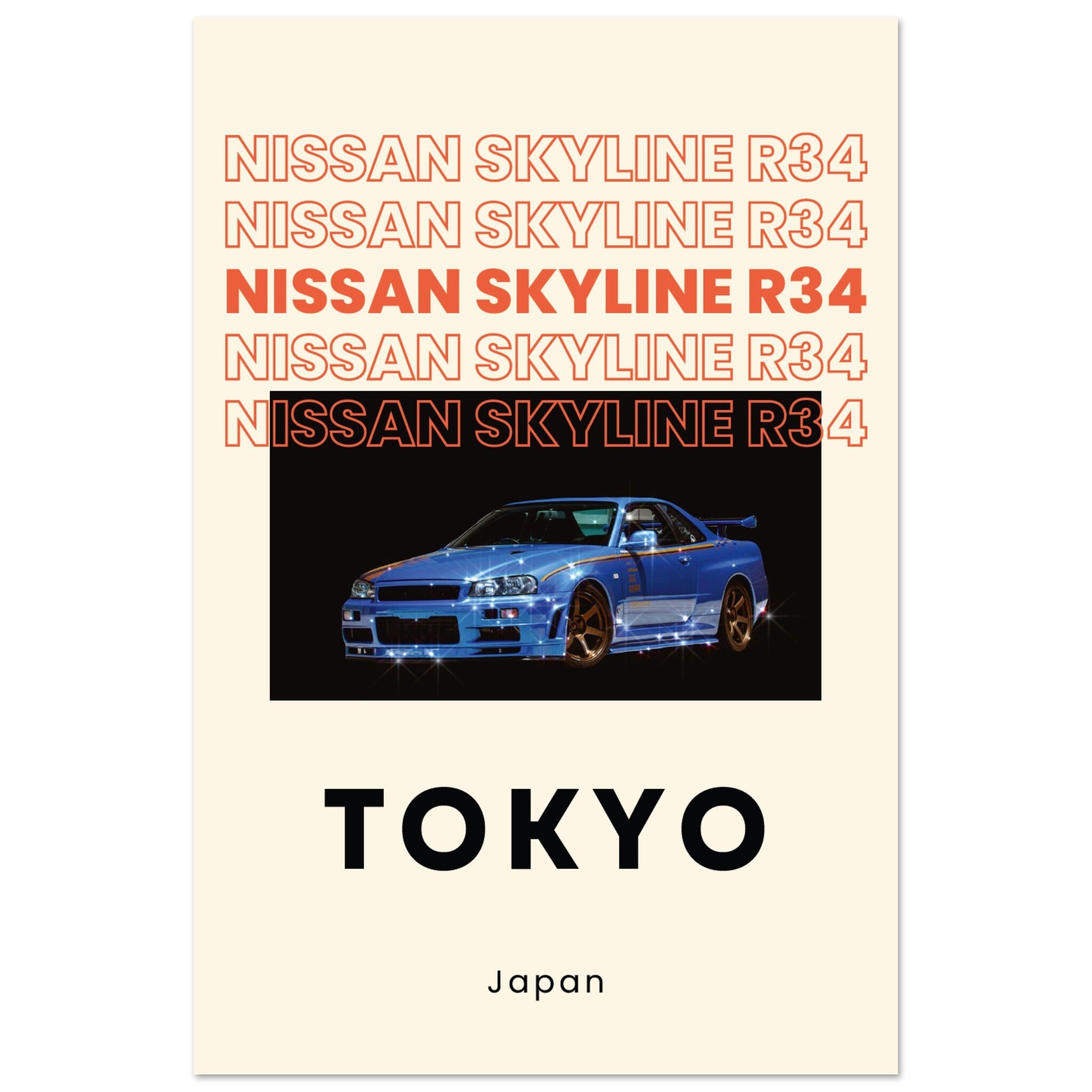  TST INNOPRINT CO Póster de coche tuning de Nissan Skyline GTR  R34 24x36 : Todo lo demás