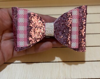 Faux Leather Easter Bows, Pastel Easter Bows, Easter Hair Bows, Mini Easter Bows, checkered bow, gingham