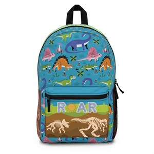 Dinosaur Print laptop Big Kids Backpack, Colorful Dinosaur Roar Theme, Patchwork style