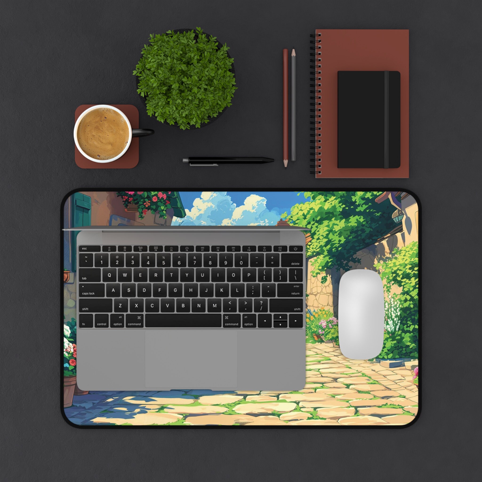 Cozy Anime Village Desk Mat, Ghibli Inspired Town Mouse Pad, Lofi ...