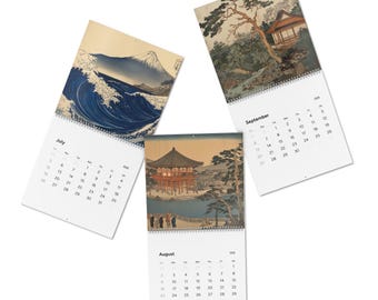 Japanese Woodblock Art Calendar Inspired by Hiroshige, Celebrating Japan's Culture, History, and Timeless Aesthetic Beauty